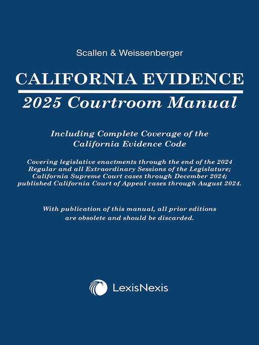 Title details for California Evidence Courtroom Manual by Eileen A. Scallen - Wait list